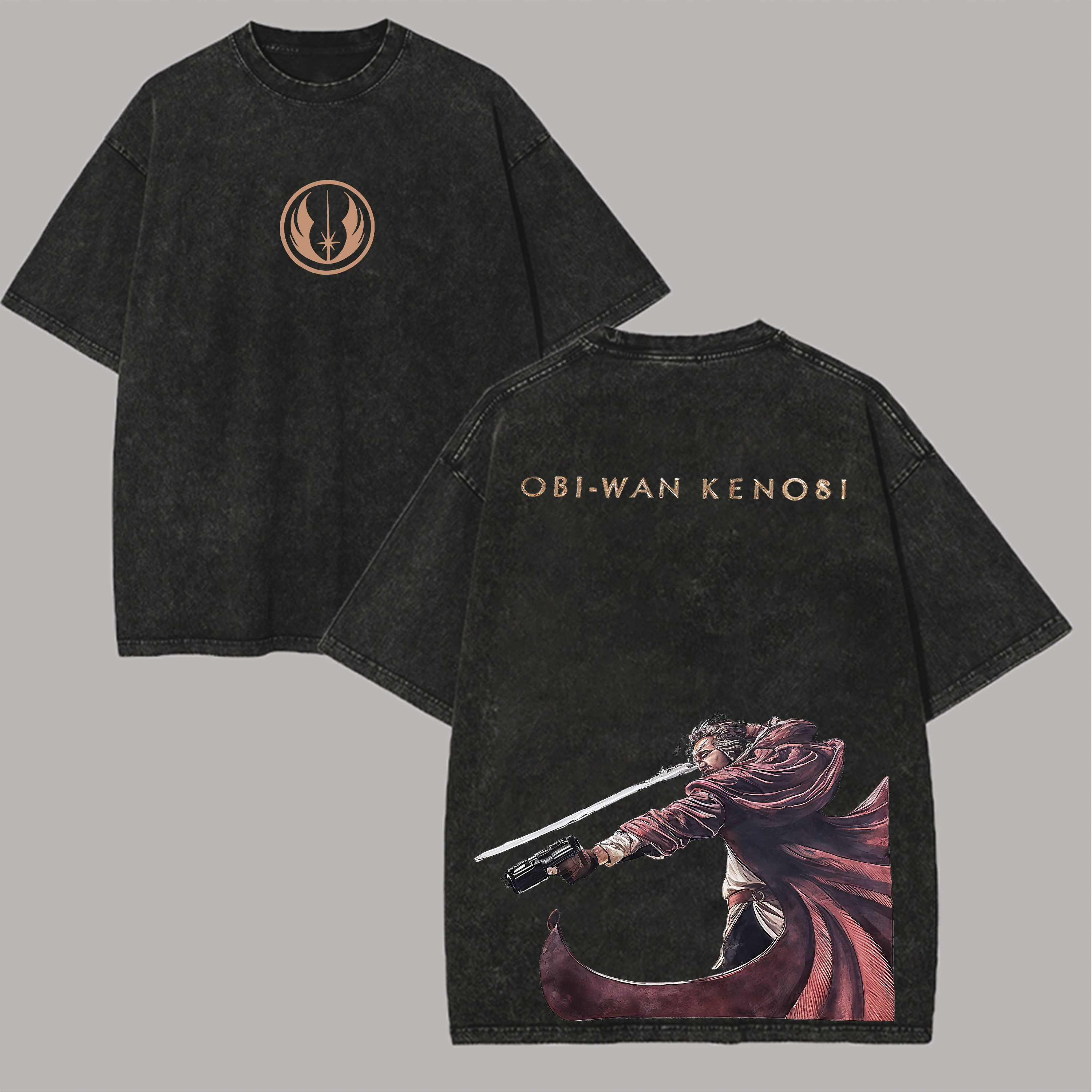 Obi-Wan Kenobi Star Wars Printed Unisex Washed T-Shirt Image - 1