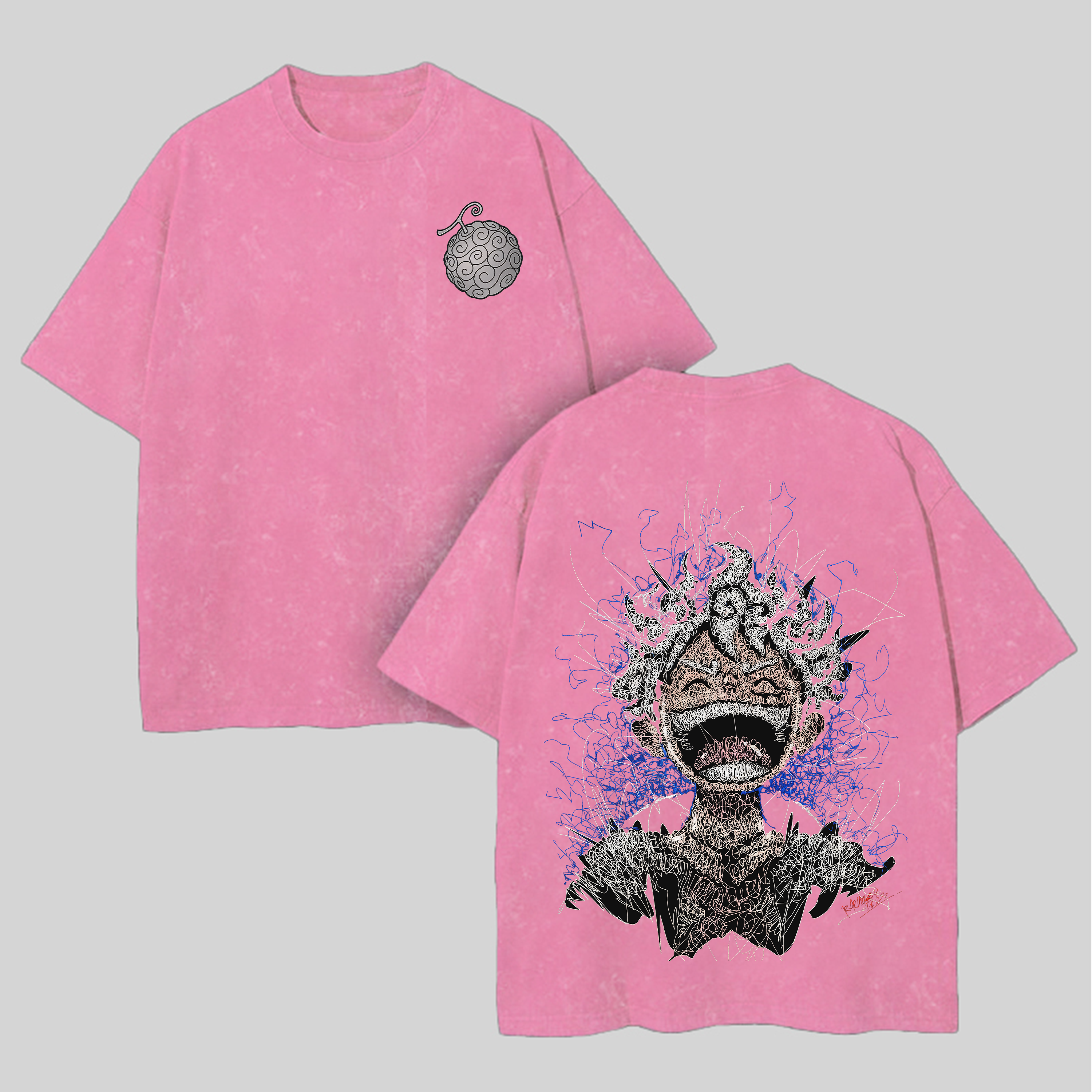 One Piece Monkey D. Luffy Printed Unisex Washed T-Shirt Image - 6