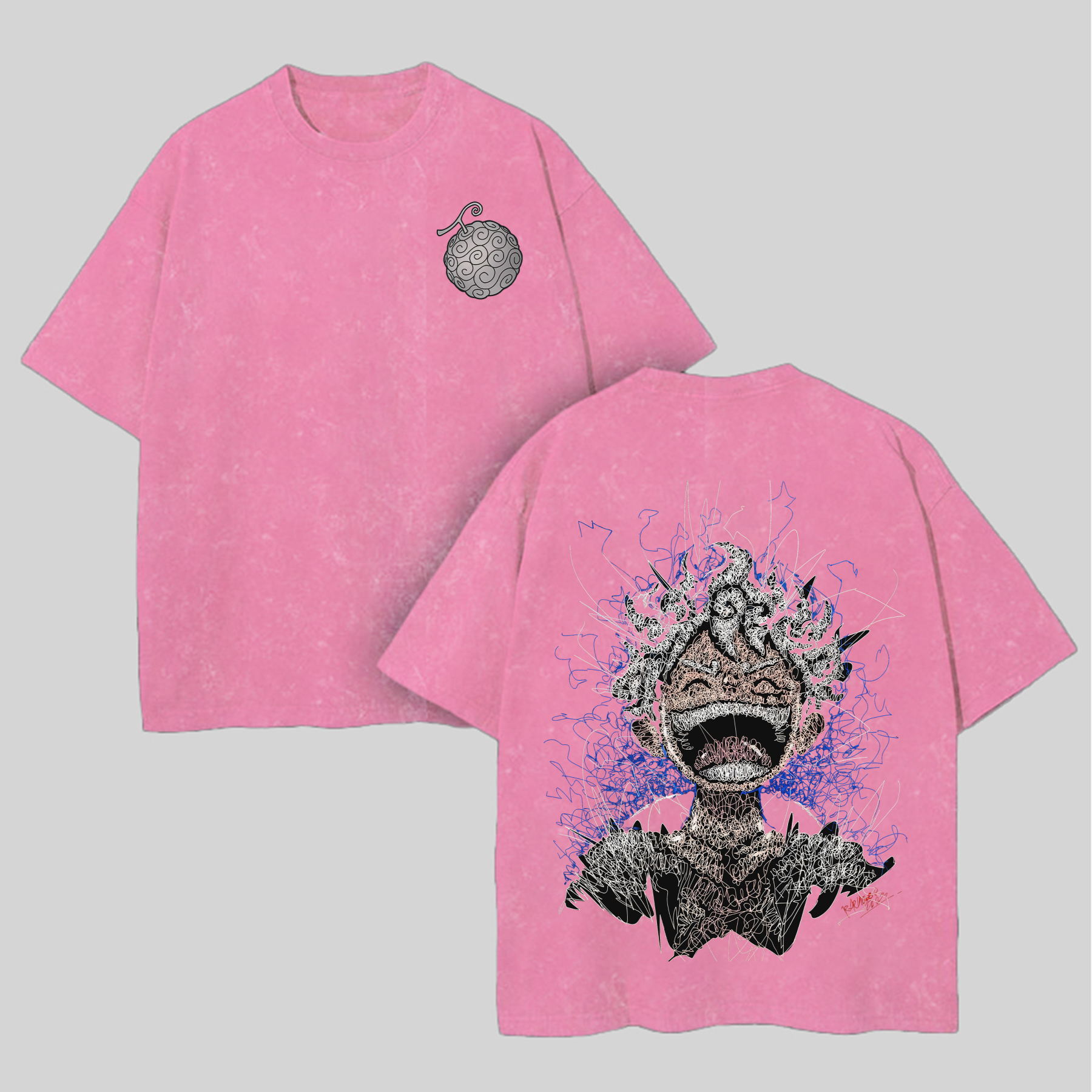 One Piece Monkey D. Luffy Printed Unisex Washed T-Shirt Image - 6