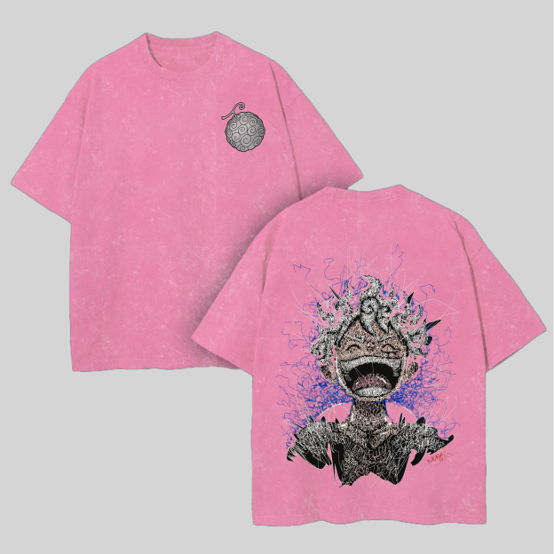 One Piece Monkey D. Luffy Printed Unisex Washed T-Shirt Image - 6