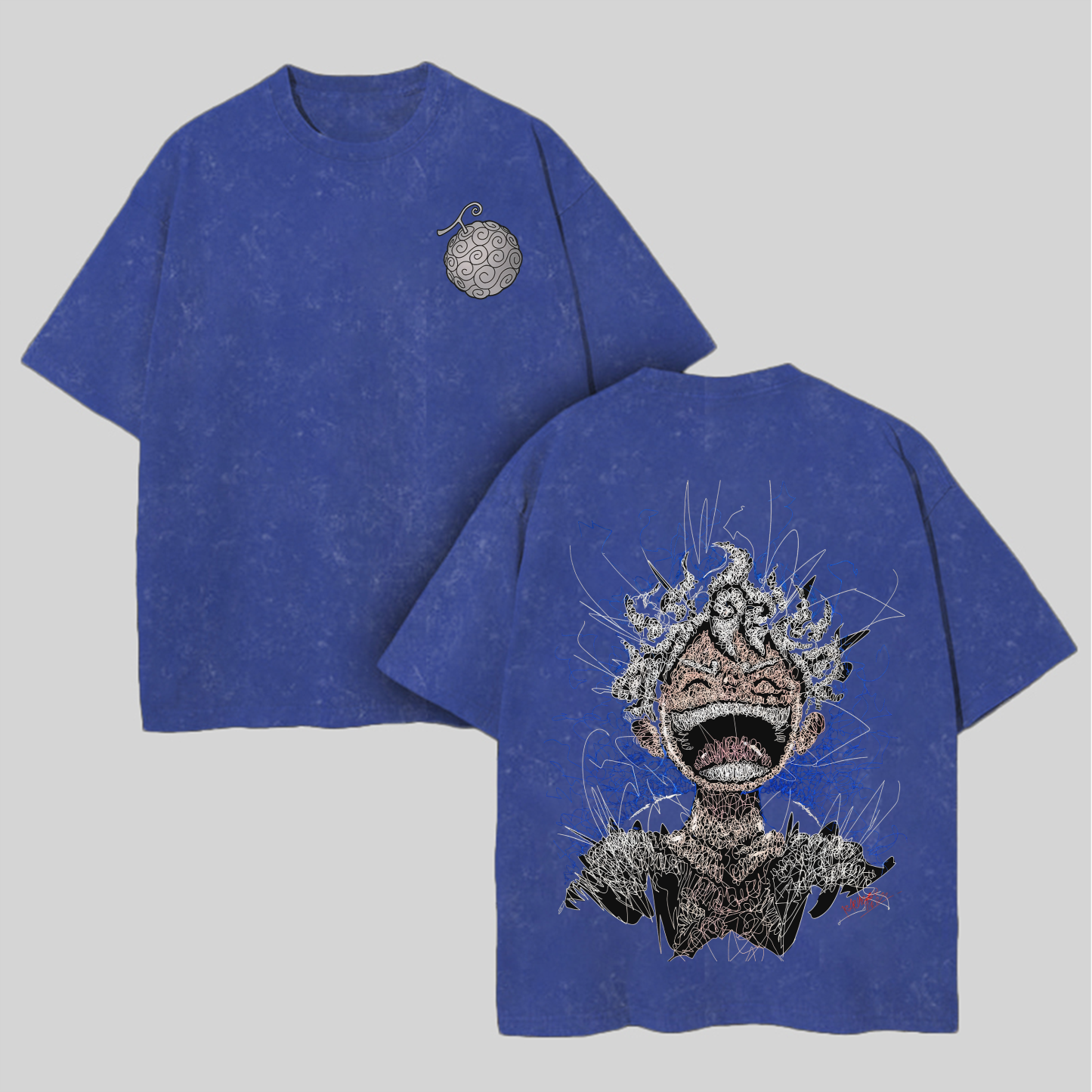 One Piece Monkey D. Luffy Printed Unisex Washed T-Shirt Image - 4