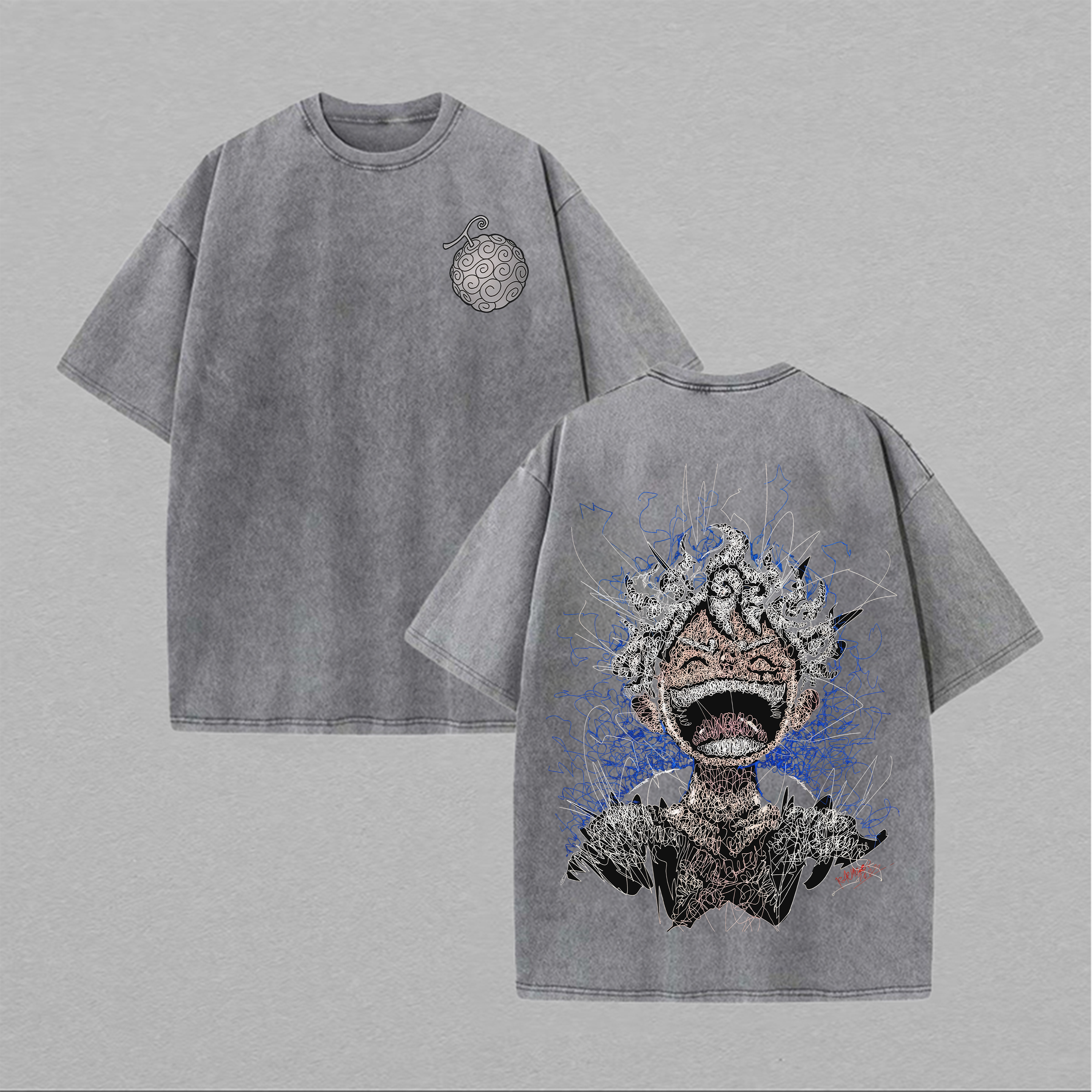 One Piece Monkey D. Luffy Printed Unisex Washed T-Shirt Image - 2