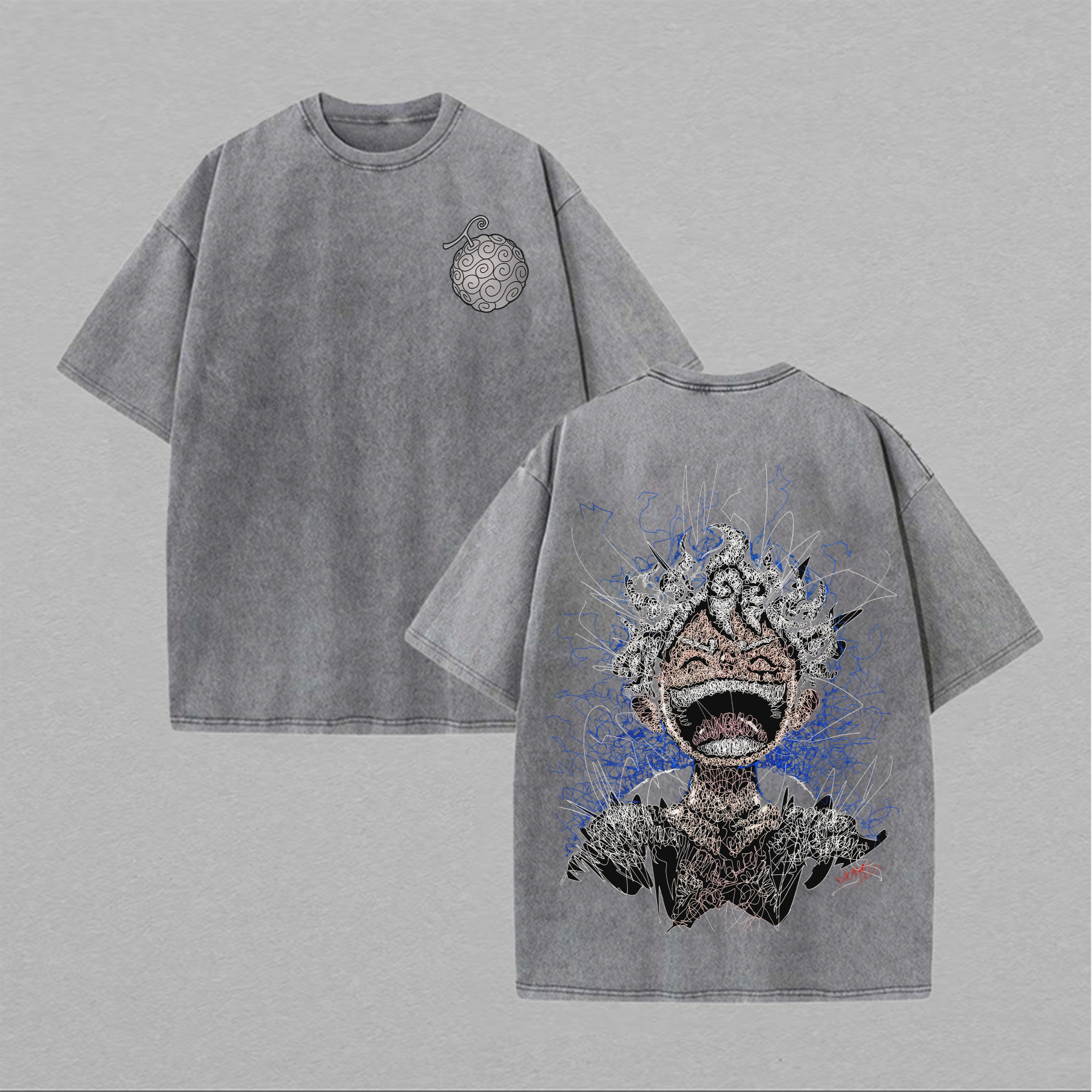 One Piece Monkey D. Luffy Printed Unisex Washed T-Shirt Image - 2