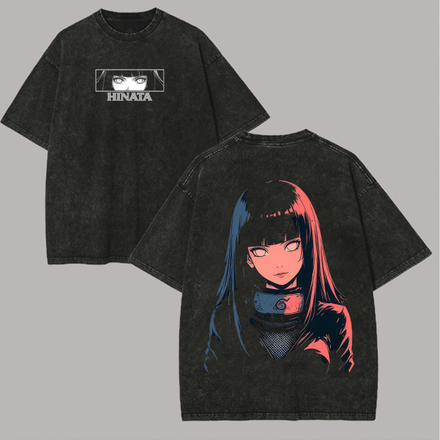 Naruto Hinata Hyuga Printed Unisex Washed T-Shirt Image - 1