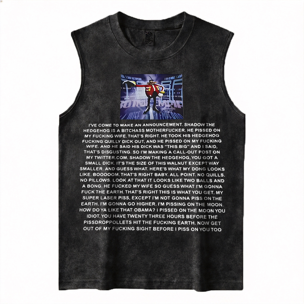 Sonic the Hedgehog Dr. Eggman Printed Men's Washed Vest Image - 2