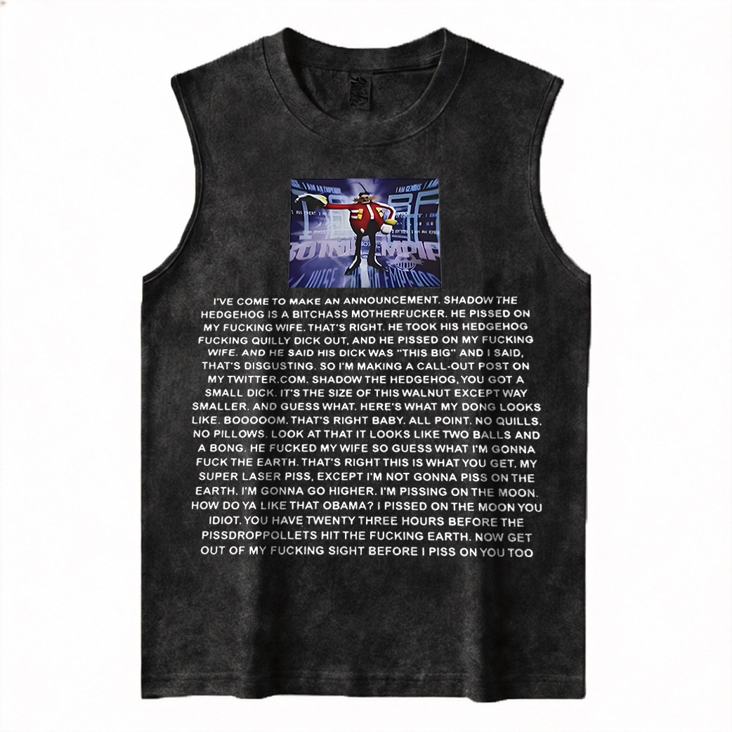 Sonic the Hedgehog Dr. Eggman Printed Men's Washed Vest Image - 2