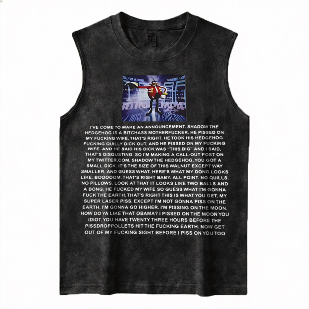 Sonic the Hedgehog Dr. Eggman Printed Men's Washed Vest Image - 2