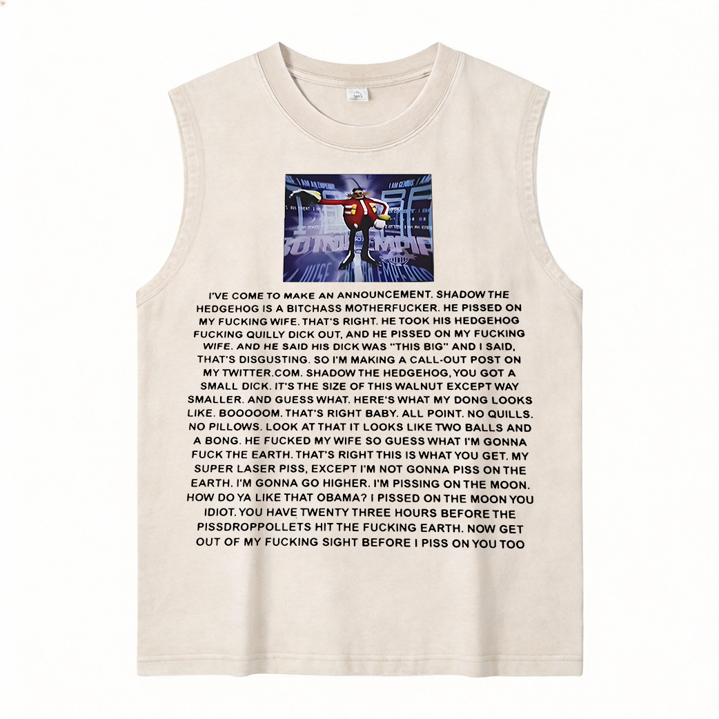 Sonic the Hedgehog Dr. Eggman Printed Men's Washed Vest Image - 1