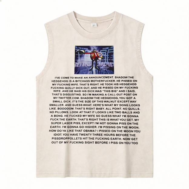 Sonic the Hedgehog Dr. Eggman Printed Men's Washed Vest Image - 1