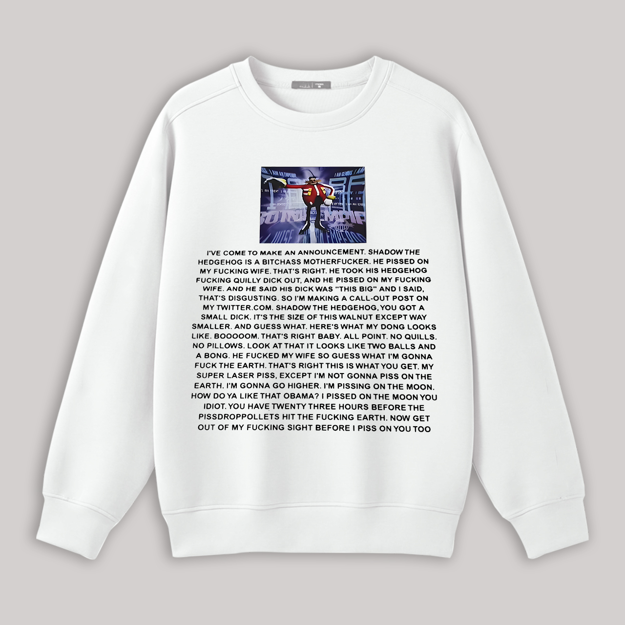 Sonic the Hedgehog Dr. Eggman Printed Oversized Fleece-lined Unisex Sweatshirt Image - 1