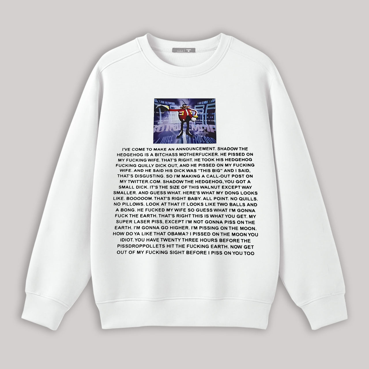 Sonic the Hedgehog Dr. Eggman Printed Oversized Fleece-lined Unisex Sweatshirt Image - 1