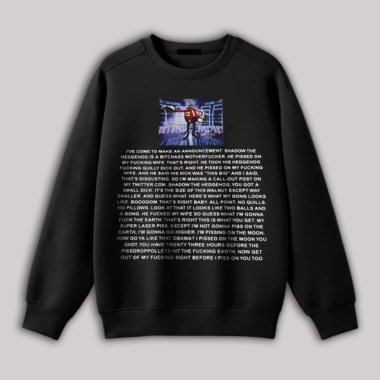 Sonic the Hedgehog Dr. Eggman Printed Oversized Fleece-lined Unisex Sweatshirt Image - 2