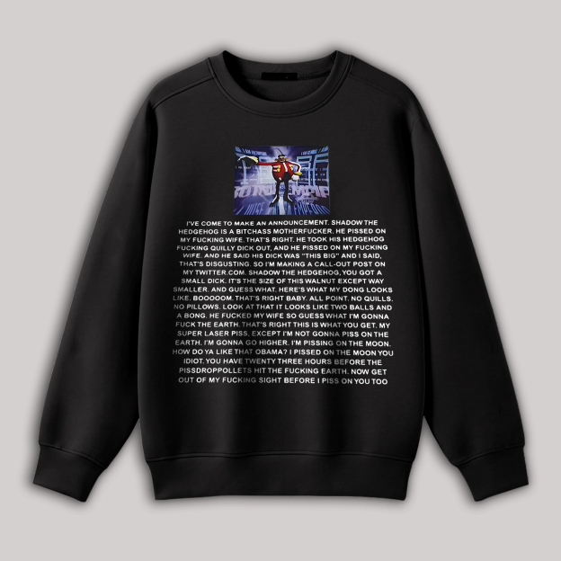 Sonic the Hedgehog Dr. Eggman Printed Oversized Fleece-lined Unisex Sweatshirt Image - 2