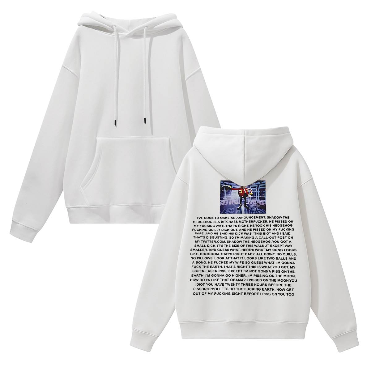 Dr. Eggman I've Come To Make An Announcement Printed Women's Heavyweight Hoodie with Drawstring Image - 1