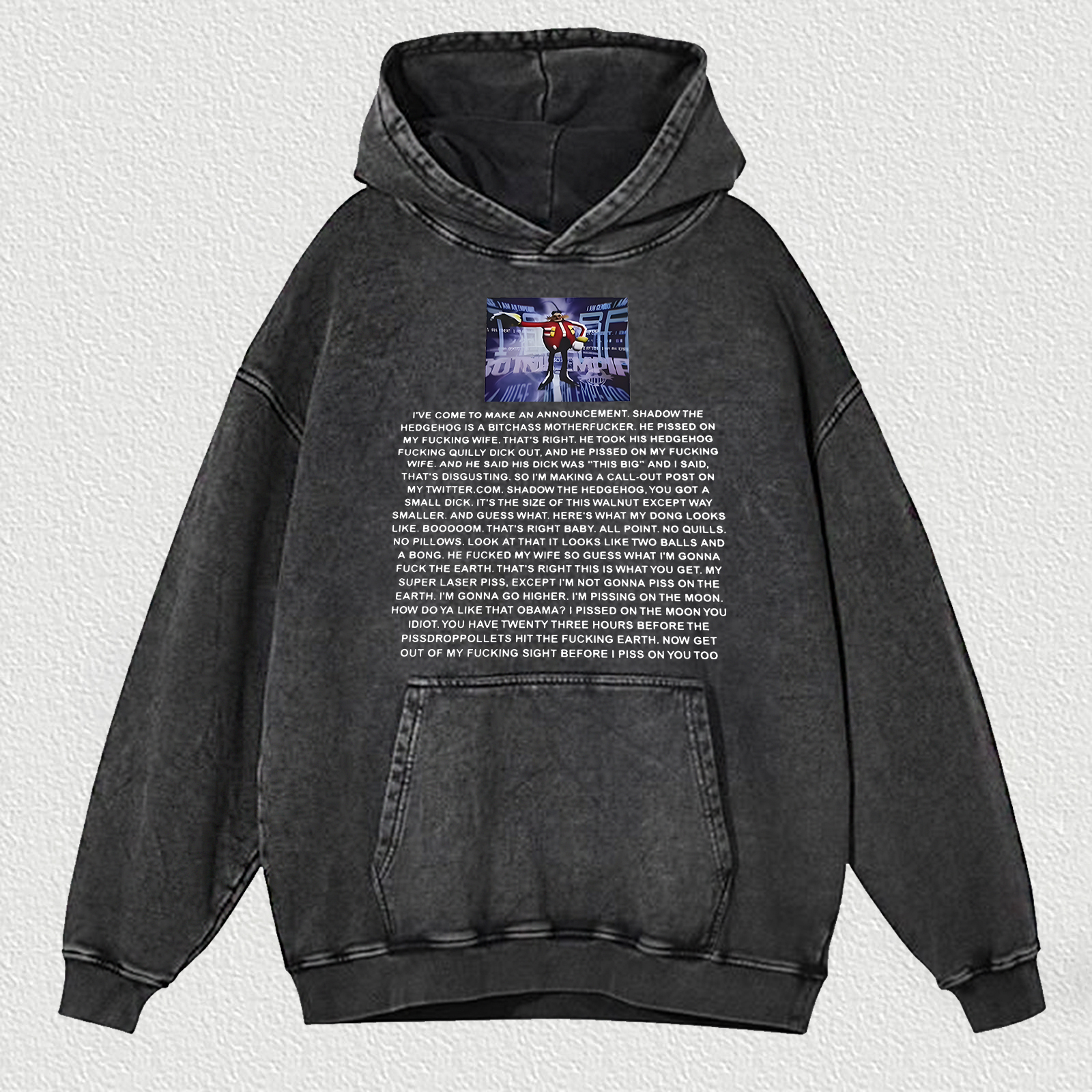 Sonic the Hedgehog Dr. Eggman Printed Unisex Washed Hoodie Image - 1