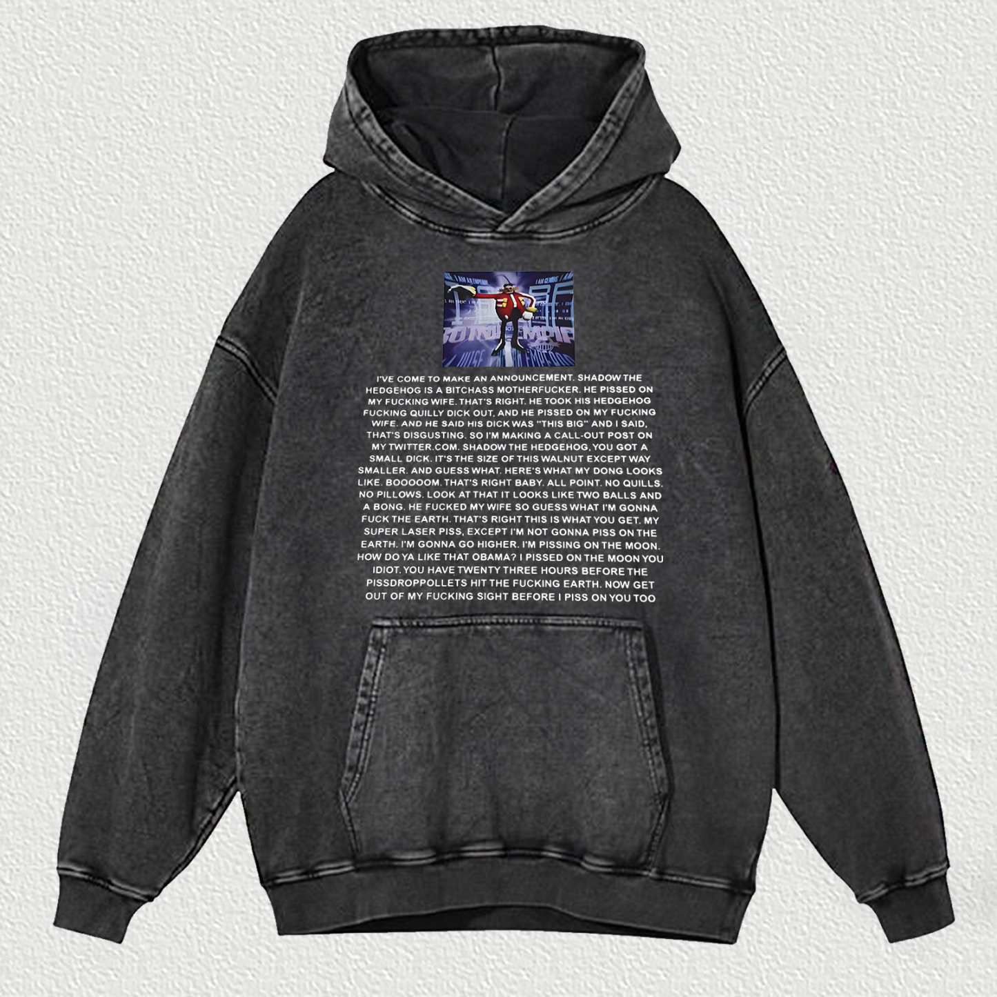 Sonic the Hedgehog Dr. Eggman Printed Unisex Washed Hoodie Image - 1