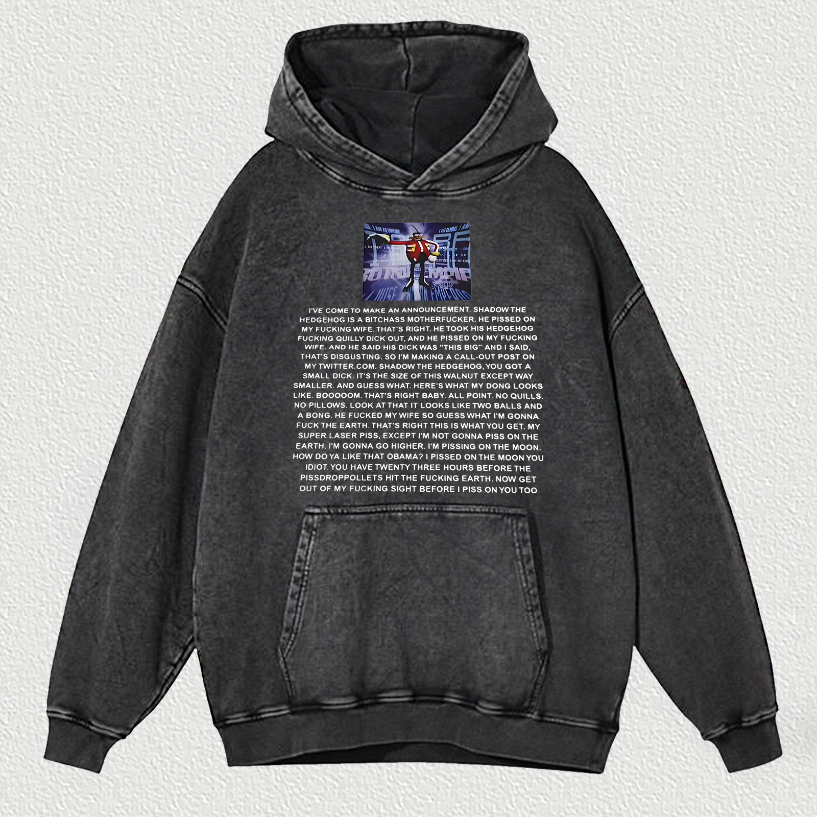 Sonic the Hedgehog Dr. Eggman Printed Unisex Washed Hoodie Image - 1