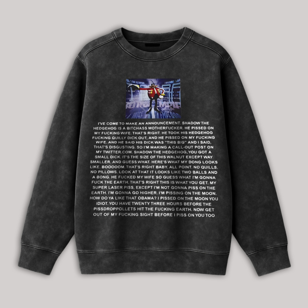 Sonic the Hedgehog Dr. Eggman Printed Men's Washed Sweatshirt Image - 1