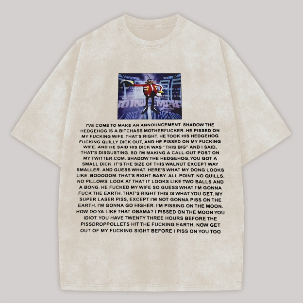 Sonic the Hedgehog Dr. Eggman Printed Unisex Washed T-Shirt Image - 2