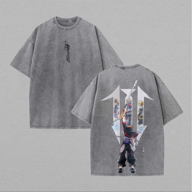 Kingdom Hearts Sora Printed Unisex Washed T-Shirt Image - 1