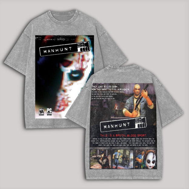 Manhunt PS2 Horror Game Printed Unisex Washed T-Shirt Image - 2