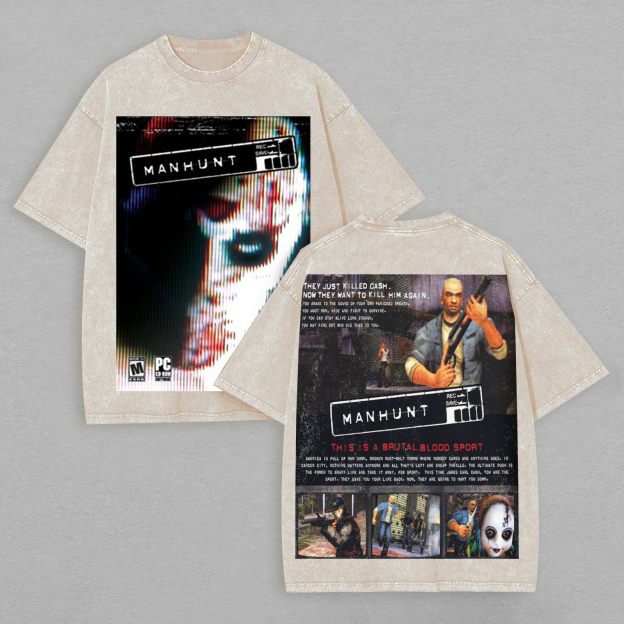 Manhunt PS2 Horror Game Printed Unisex Washed T-Shirt Image - 3