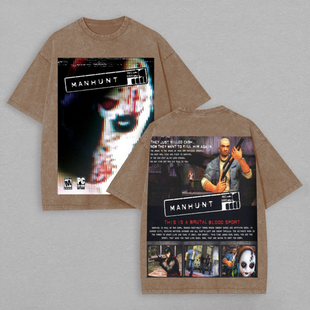 Manhunt PS2 Horror Game Printed Unisex Washed T-Shirt Image - 6