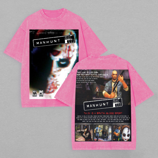 Manhunt PS2 Horror Game Printed Unisex Washed T-Shirt Image - 4