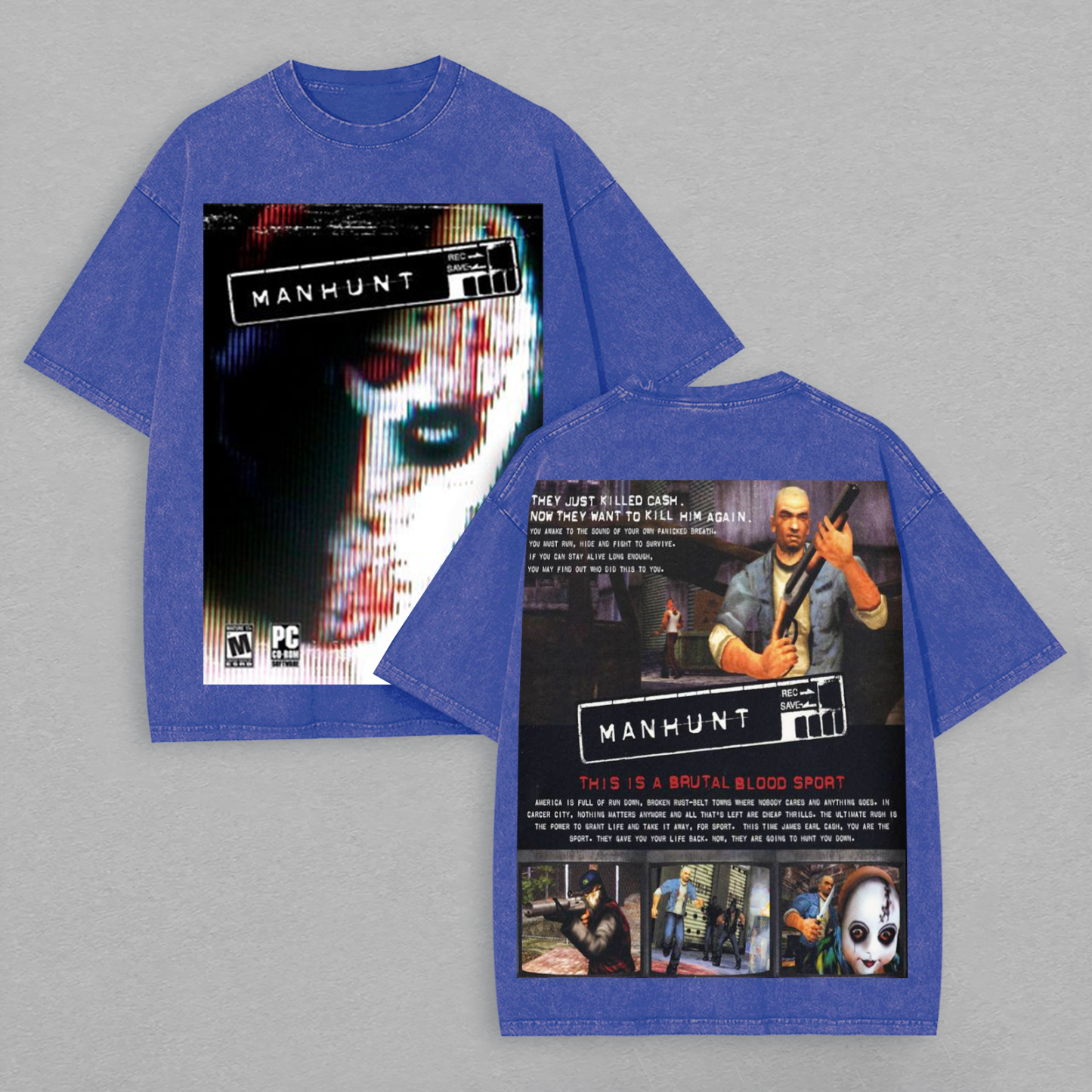 Manhunt PS2 Horror Game Printed Unisex Washed T-Shirt Image - 8