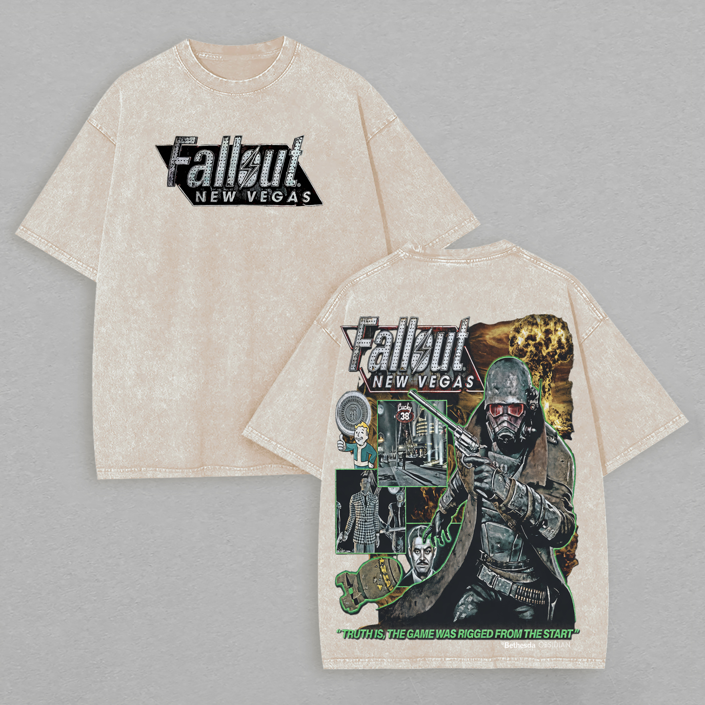 Fallout: New Vegas Printed Unisex Washed T-Shirt Image - 3
