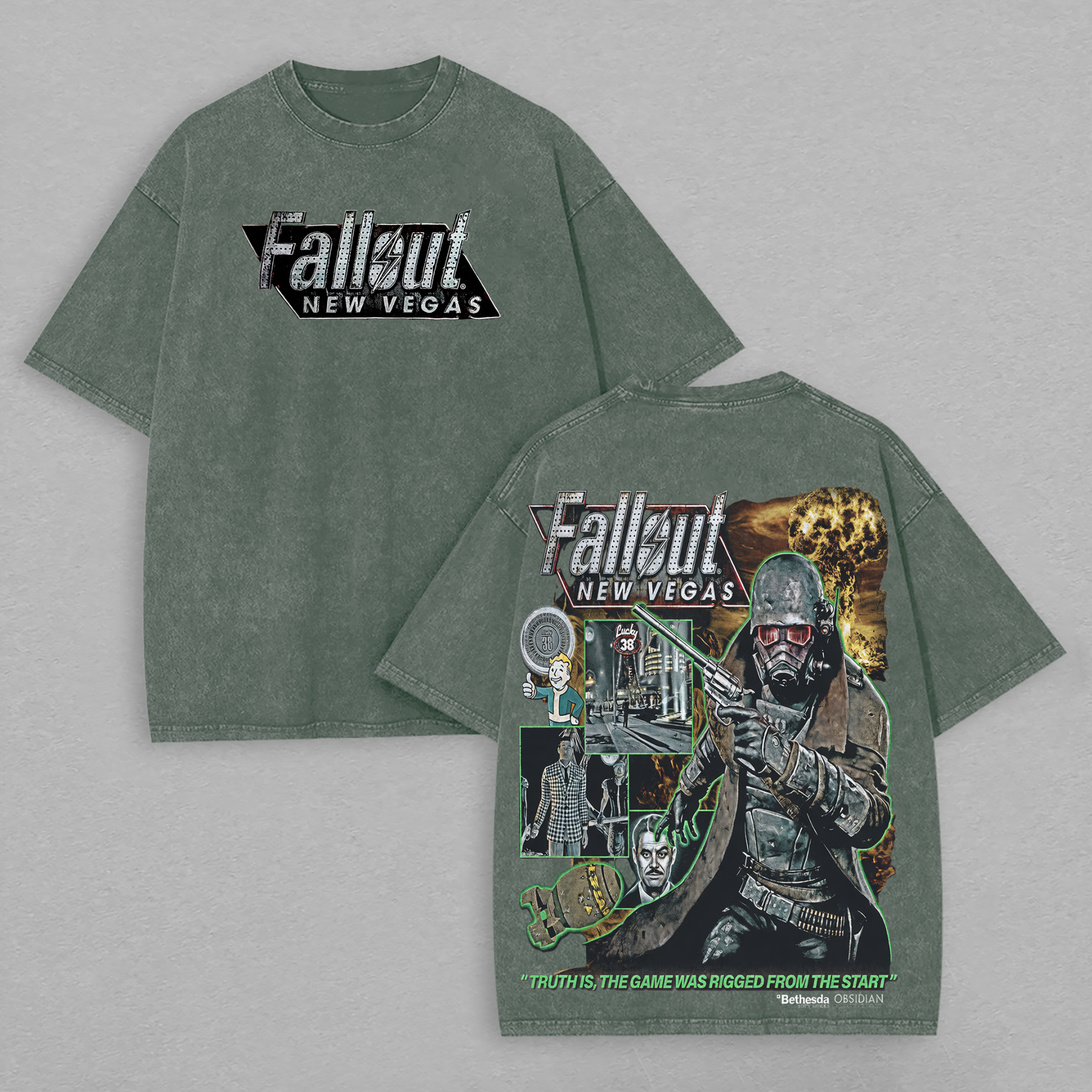 Fallout: New Vegas Printed Unisex Washed T-Shirt Image - 8