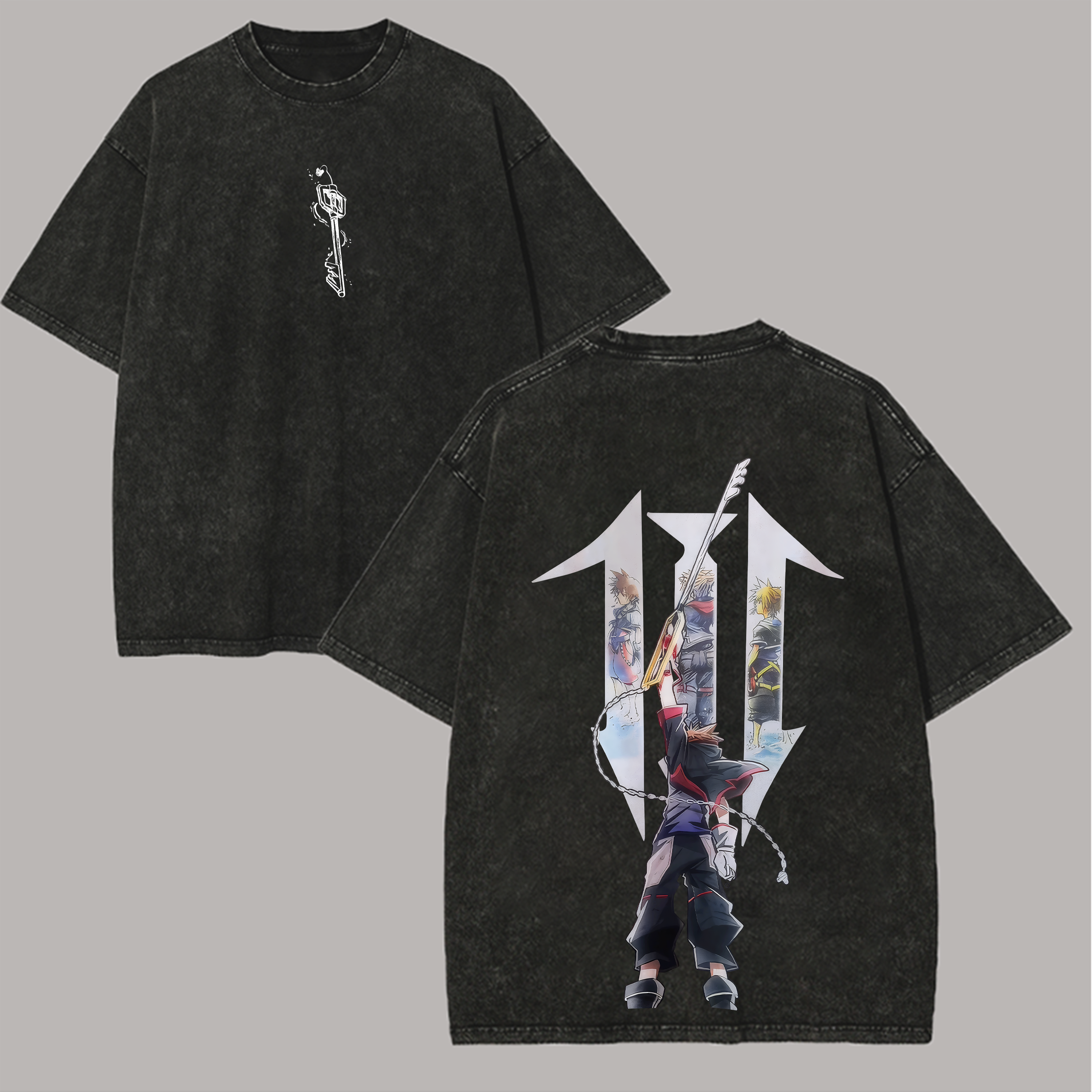 Kingdom Hearts Sora Printed Unisex Washed T-Shirt Image - 2