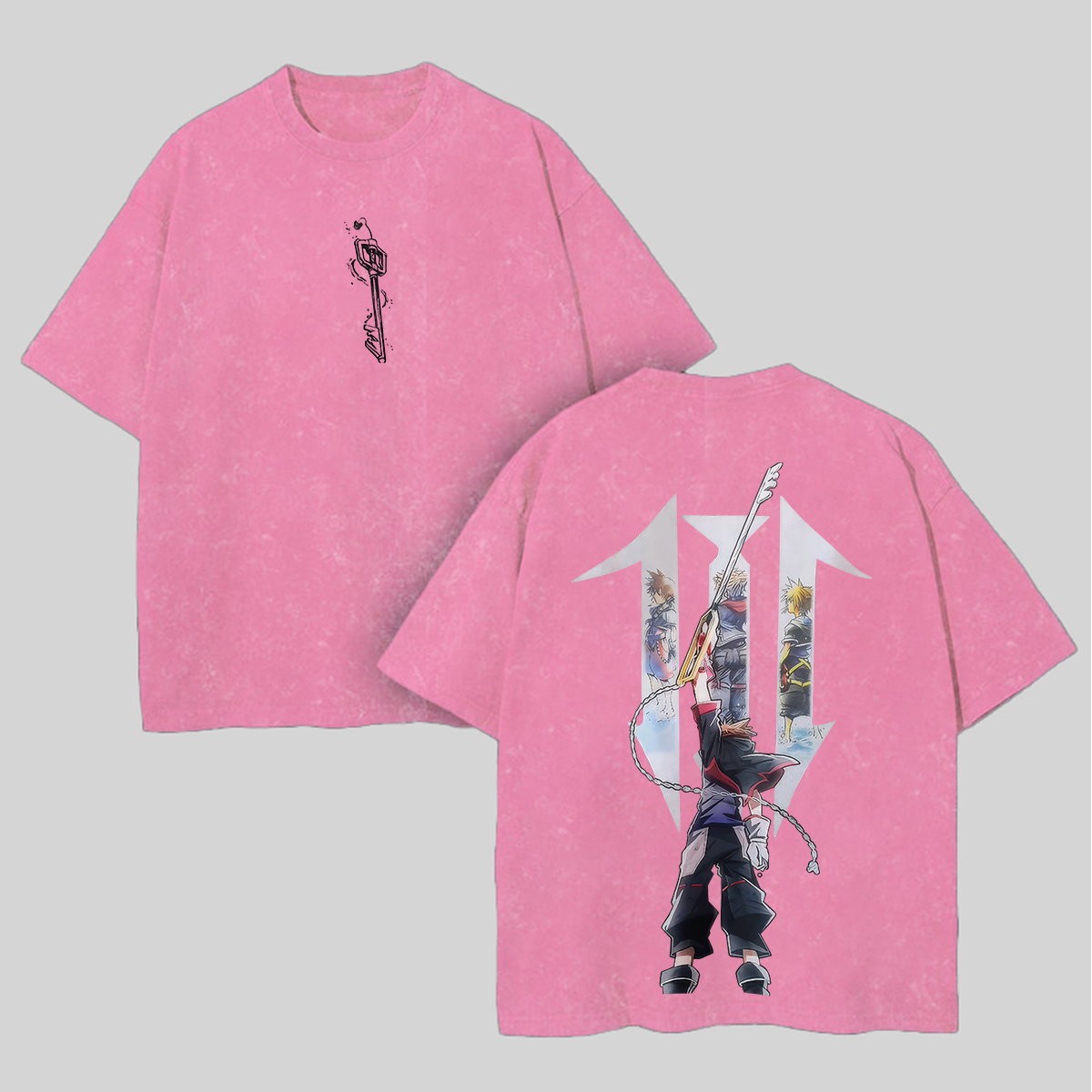Kingdom Hearts Sora Printed Unisex Washed T-Shirt Image - 5