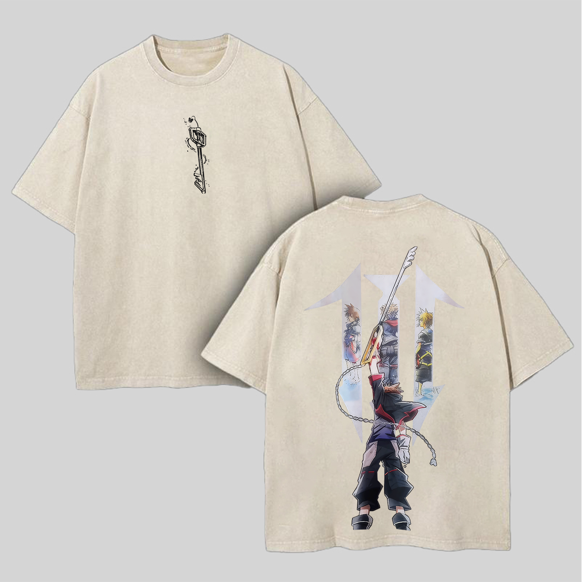 Kingdom Hearts Sora Printed Unisex Washed T-Shirt Image - 3