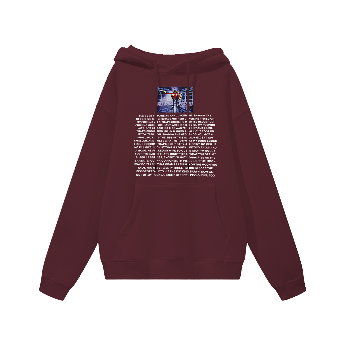 Eggman's Announcement Printed Women's Heavyweight Hoodie with Drawstring Image - 8
