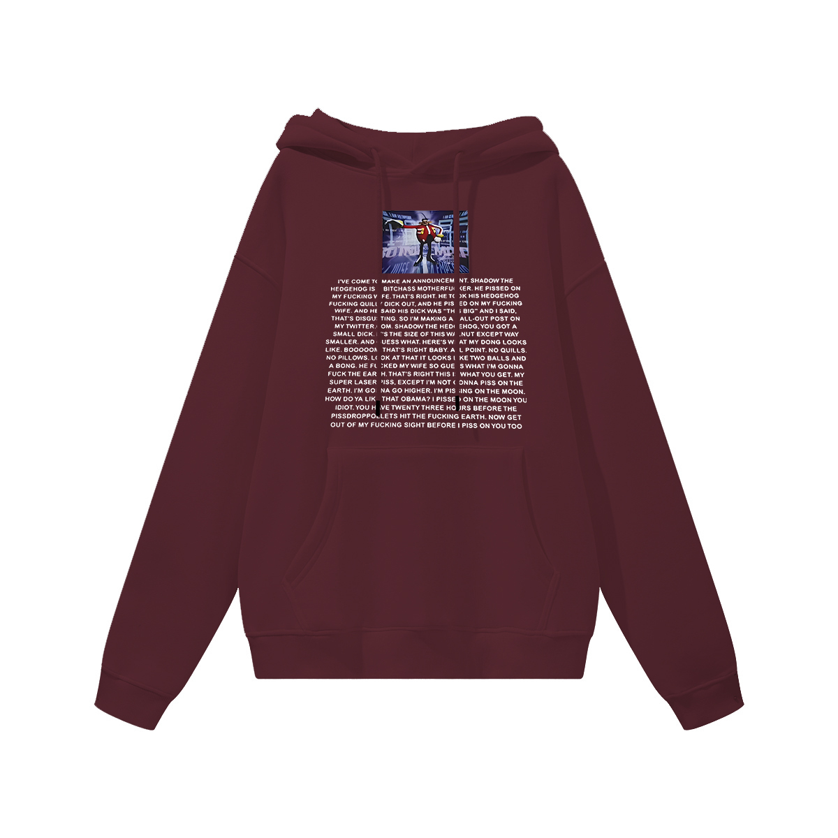 Eggman's Announcement Printed Women's Heavyweight Hoodie with Drawstring Image - 8