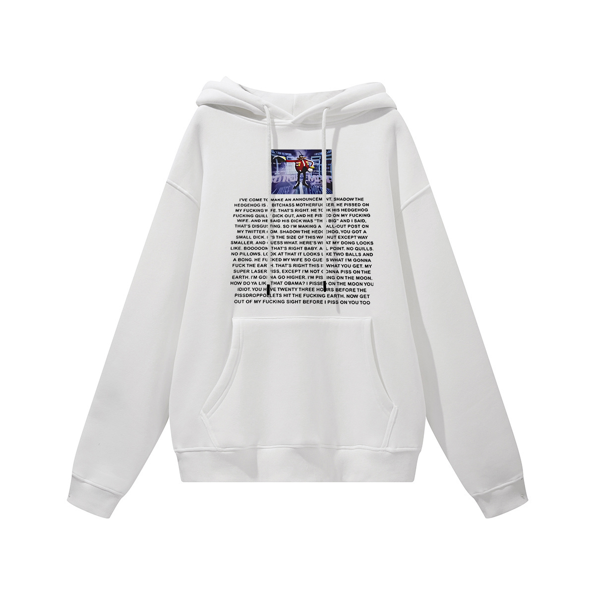 Eggman's Announcement Printed Women's Heavyweight Hoodie with Drawstring Image - 1