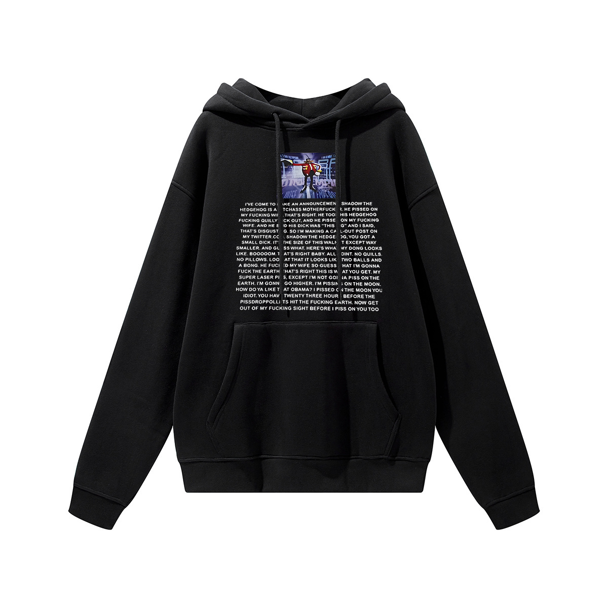Eggman's Announcement Printed Women's Heavyweight Hoodie with Drawstring Image - 2