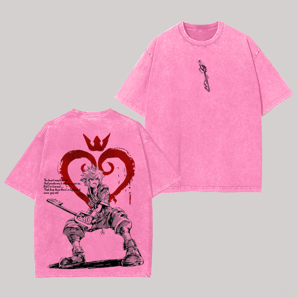 Kingdom Hearts Sora Printed Unisex Washed T-Shirt Image - 1