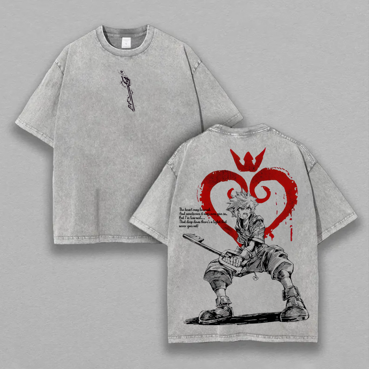 Kingdom Hearts Sora Printed Unisex Washed T-Shirt Image - 2
