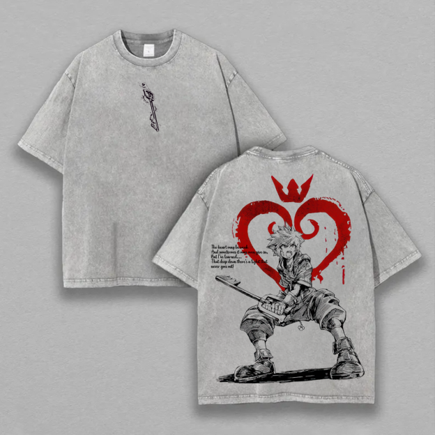Kingdom Hearts Sora Printed Unisex Washed T-Shirt Image - 2