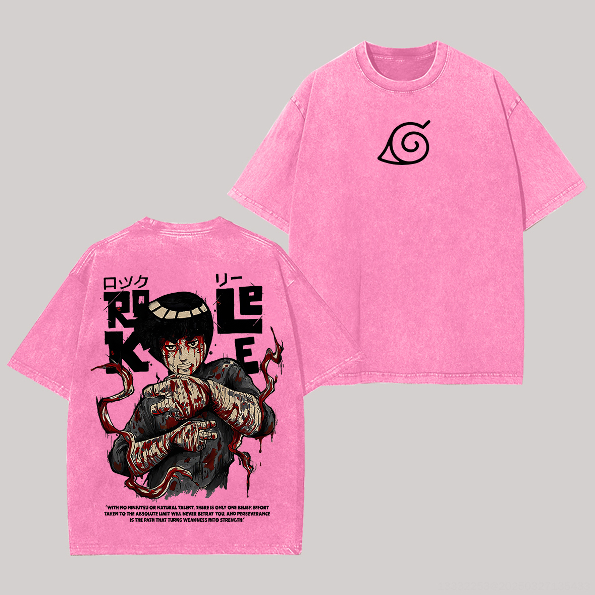 Naruto Rock Lee Printed Unisex Washed T-Shirt Image - 4