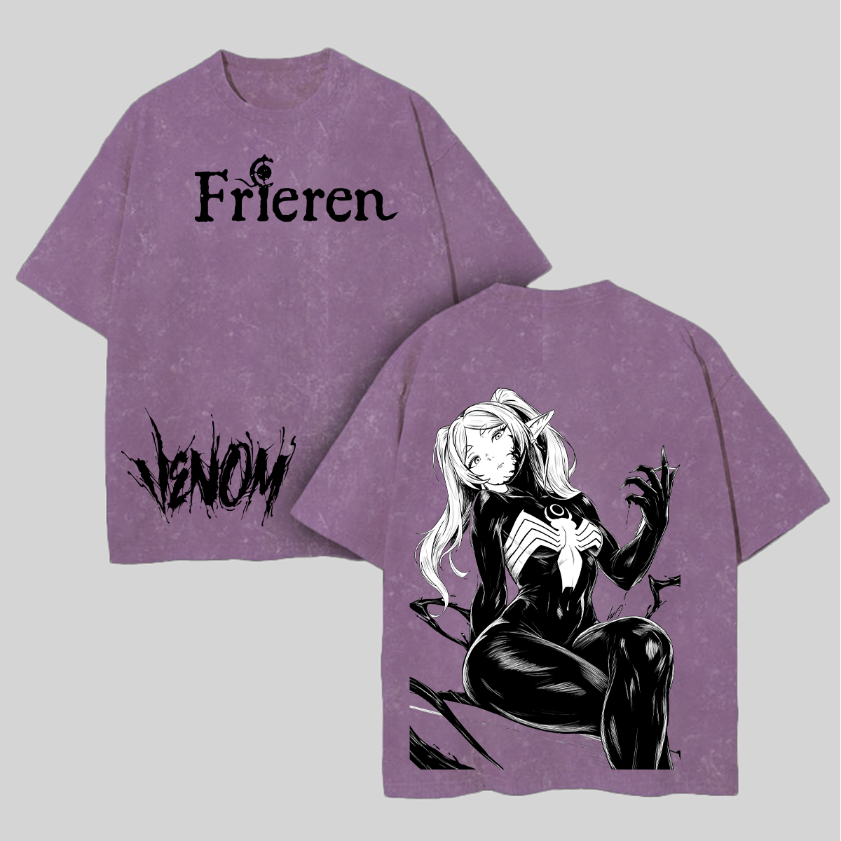 Frieren Venom Printed Unisex Washed T-Shirt Image - 7