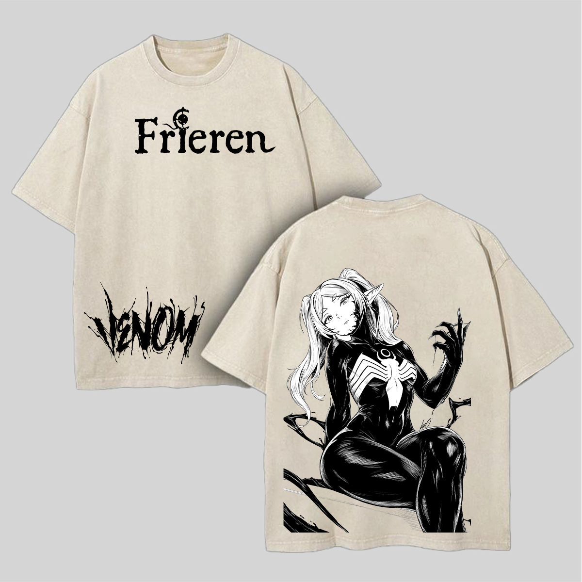 Frieren Venom Printed Unisex Washed T-Shirt Image - 2