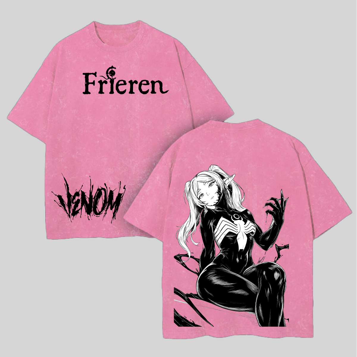 Frieren Venom Printed Unisex Washed T-Shirt Image - 4