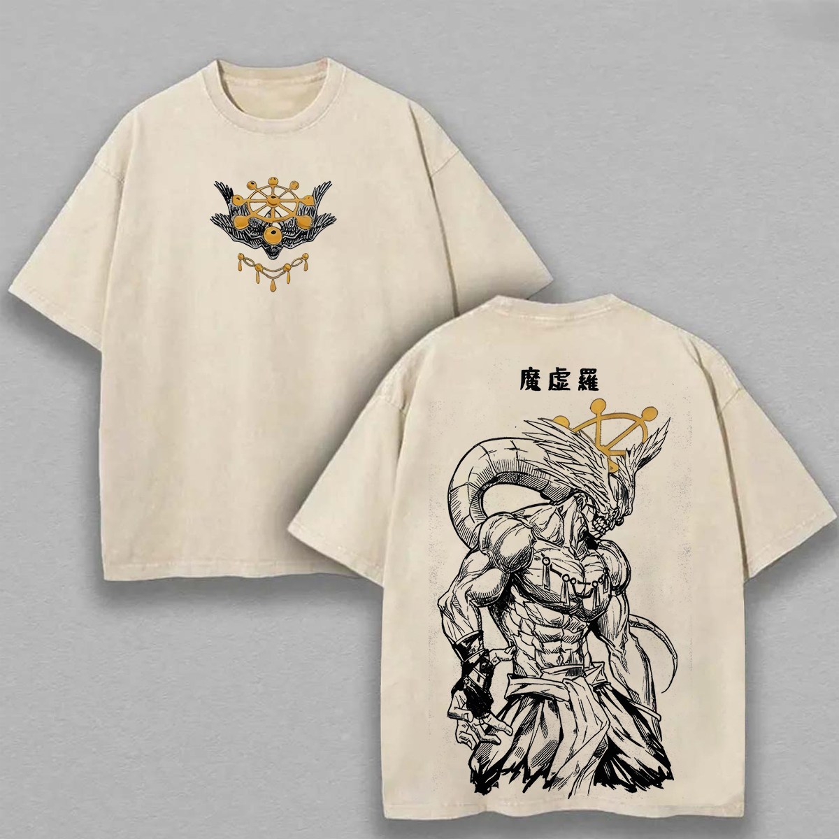 Jujutsu Kaisen Mahoraga Printed Unisex Washed T-Shirt Image - 3