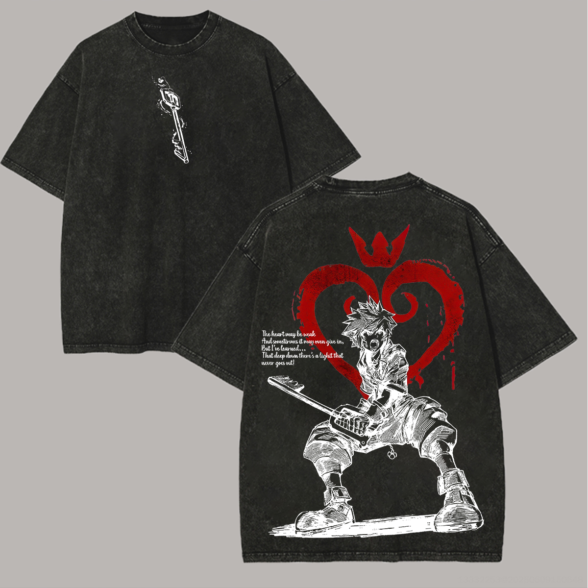 Kingdom Hearts Sora Printed Unisex Washed T-Shirt Image - 3