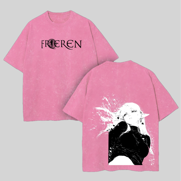 Frieren: Beyond Journey's End Printed Unisex Washed T-Shirt Image - 5