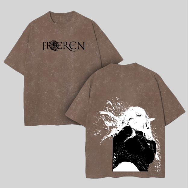 Frieren: Beyond Journey's End Printed Unisex Washed T-Shirt Image - 7