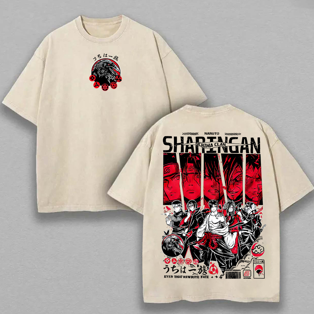 Naruto Printed Unisex Washed T-Shirt Image - 2